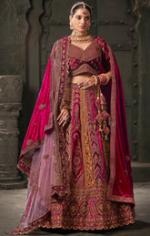 Exclusive Rani Shaded bridal embroidery lehenga | Indian Wedding Wear